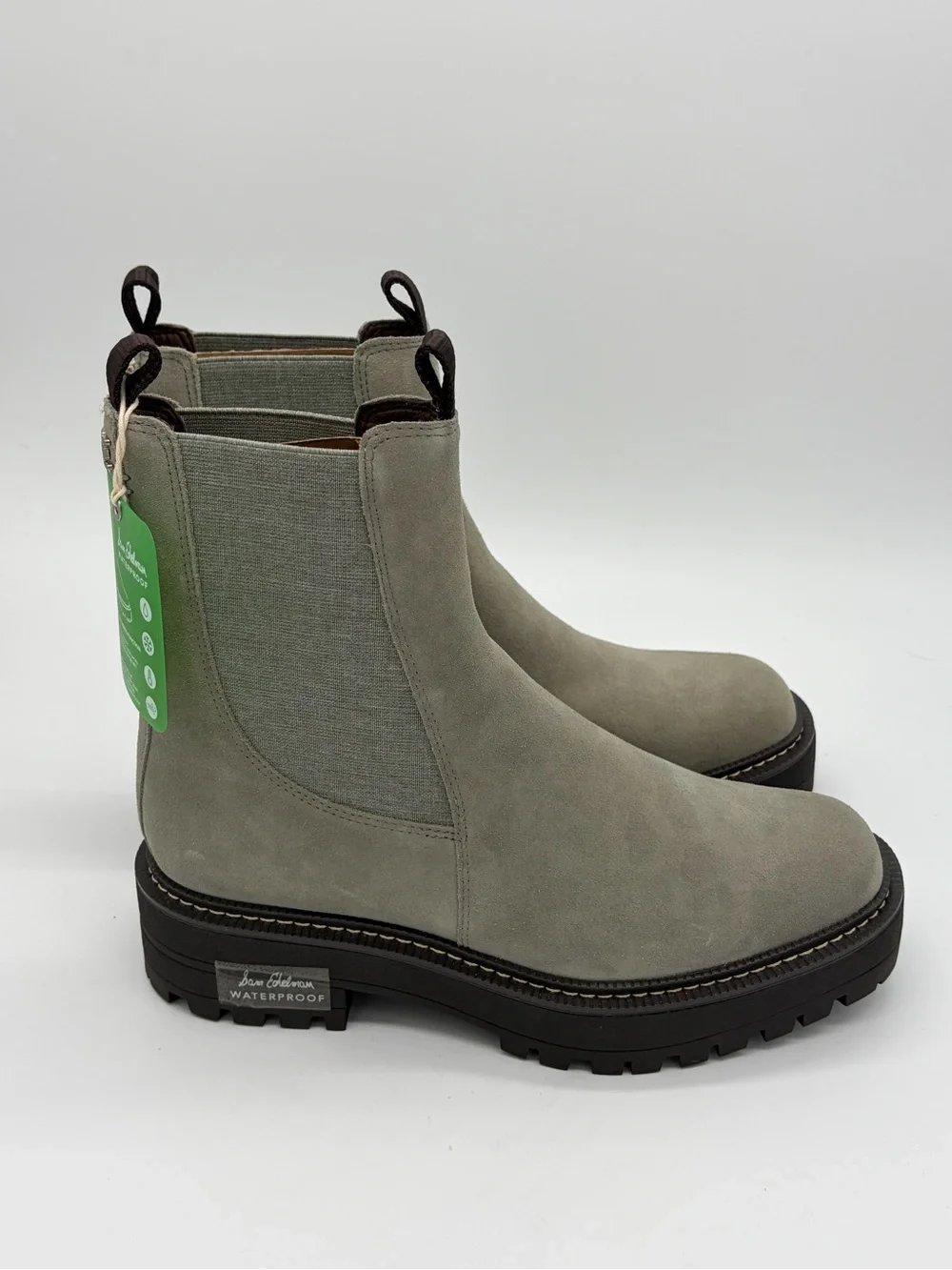 Sam Edelman Suede Chelsea Lug Boots - Taupe Gray